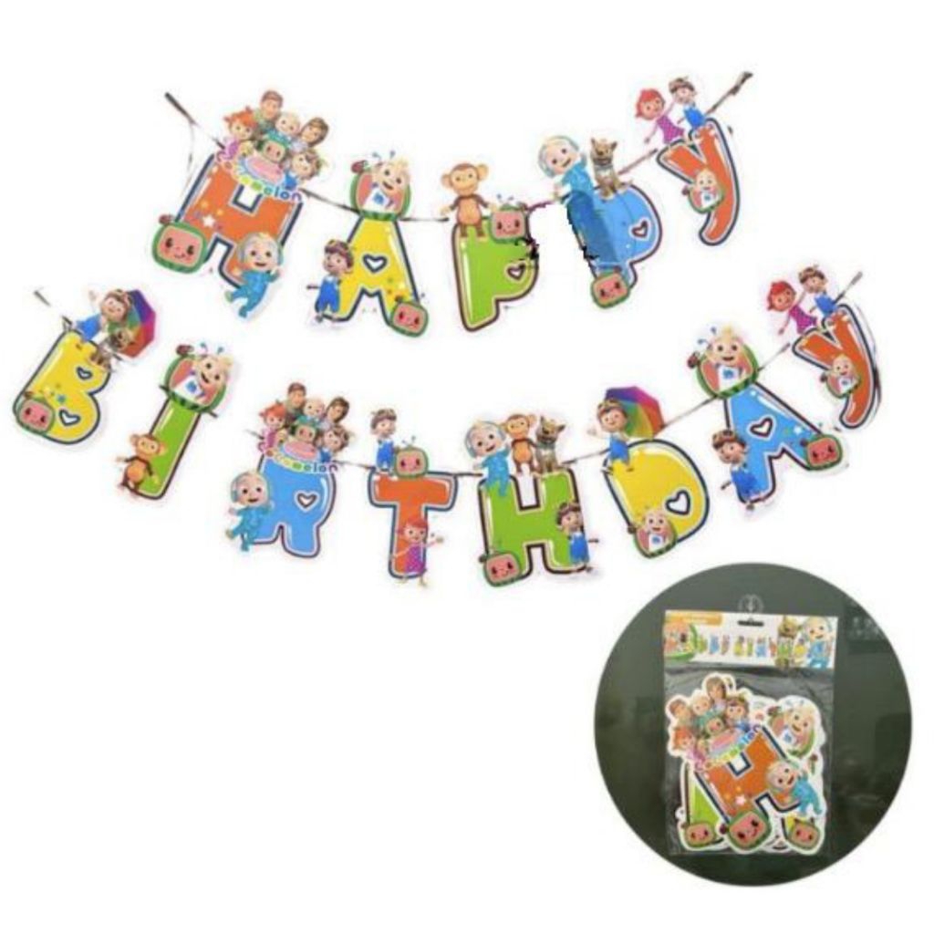 Banner happy birthday cocomelon banner cocomelon ulang tahun bunting flag happy birthday karakter co