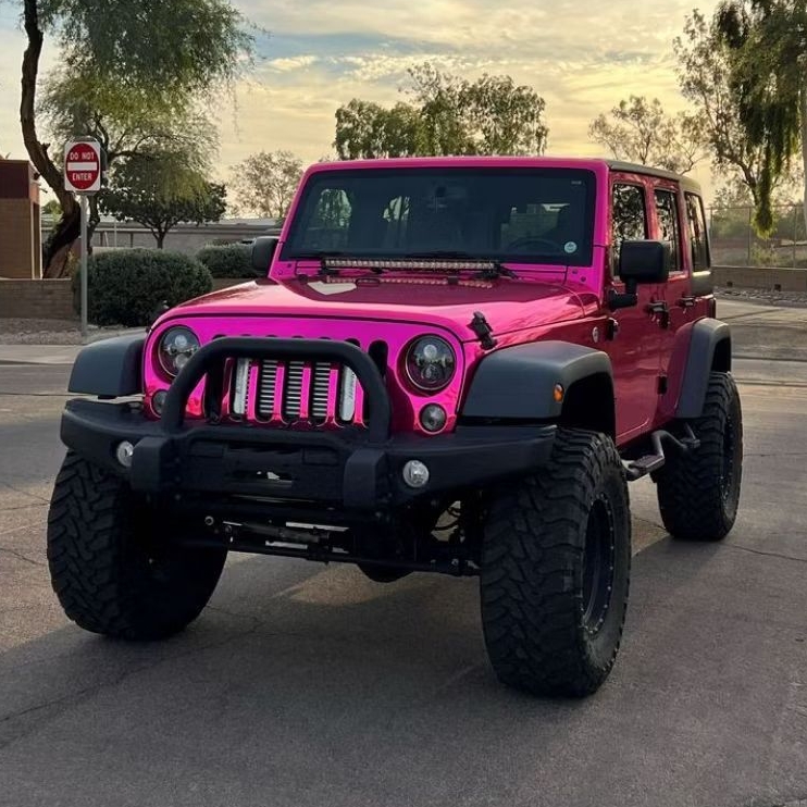 Mainan Miniatur Mobil Custom Kayu Mini Jeep Wrangler Rubicon Roadster 1/10 - Pink Barbie