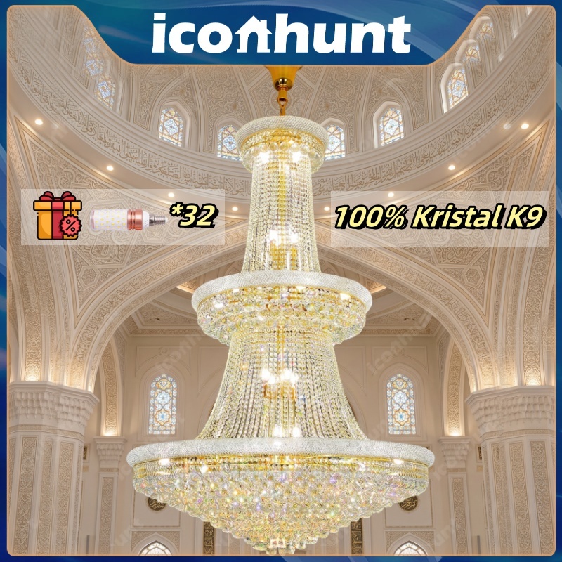 [D.100H.210cm+100% Kristal]Aesthetic Kristal Lampu Hias Gantung Minimalis D.100+60+30cm/H.150+60cm (