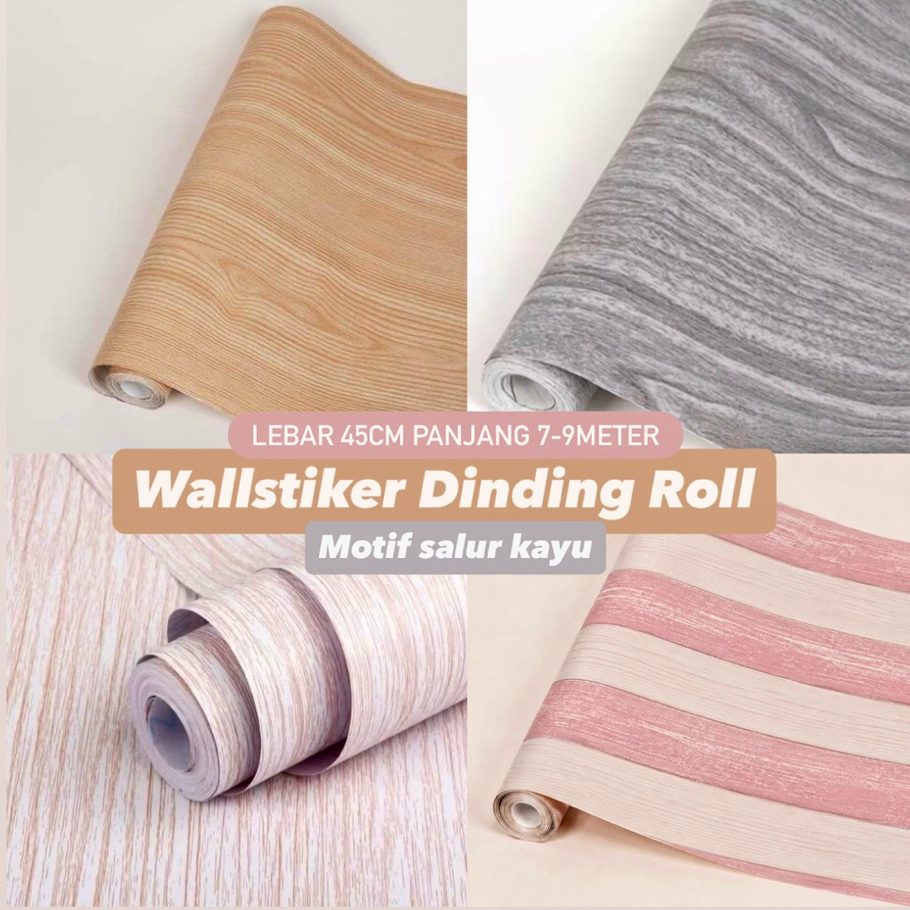 Wallpaper Dinding PVC Motif Kayu 45cm x 9meter