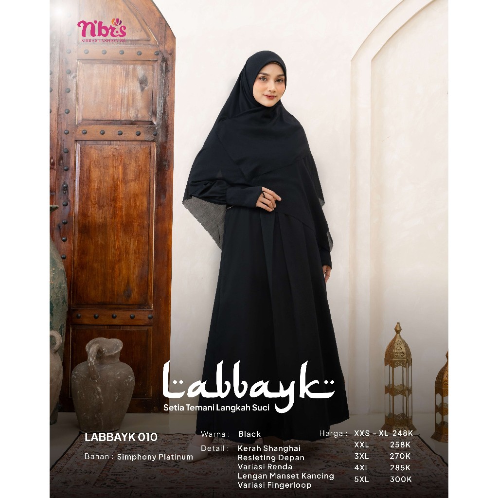 TOKO ONLINE NIBRAS - GAMIS TERBARU LABBAYK 010 - GAMIS PUTIH UNTUK MANASIK HAJI - GAMIS MUSLIM SYARI