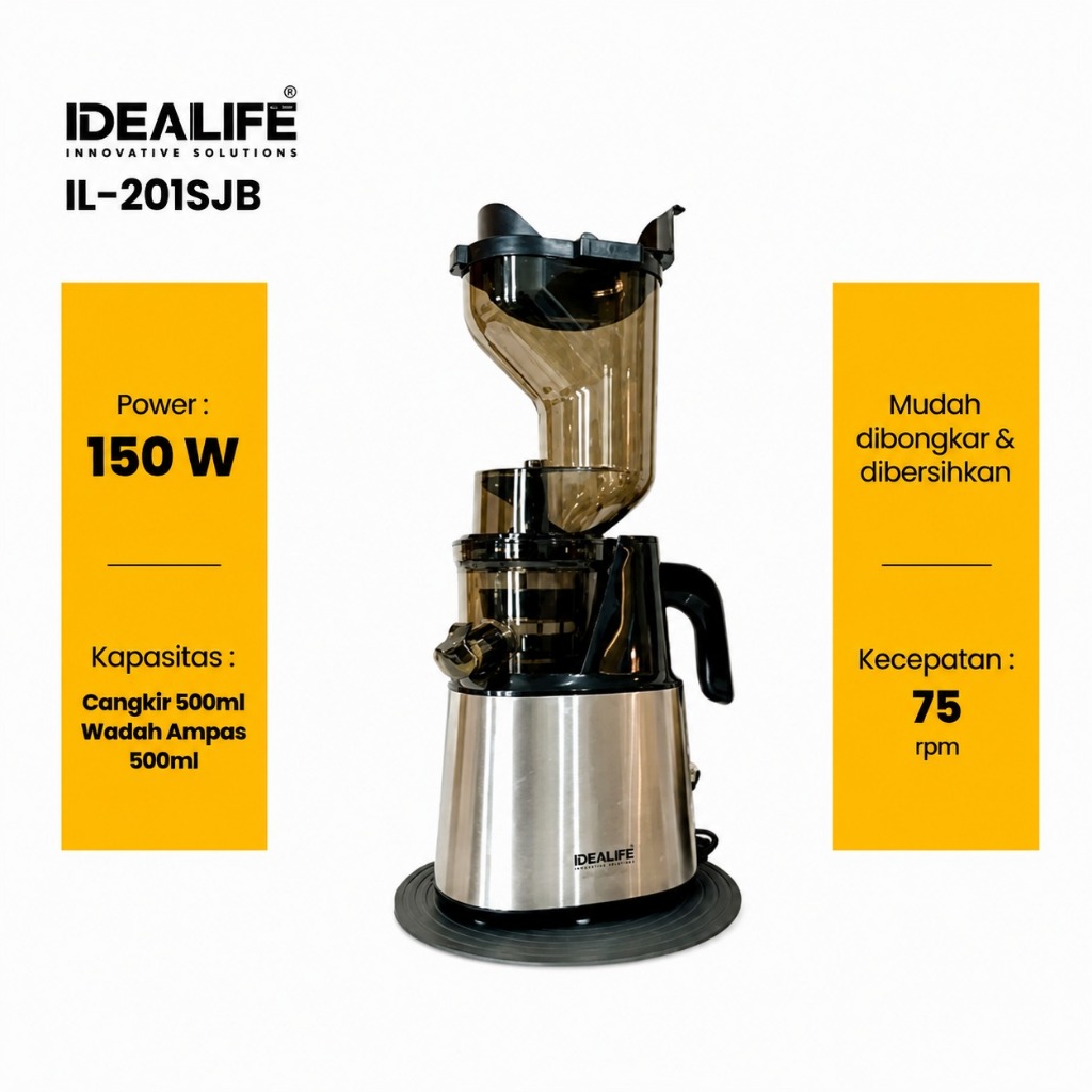IDEALIFE Professional Electric Slow Juicer IL-201SJB IDEALIFE