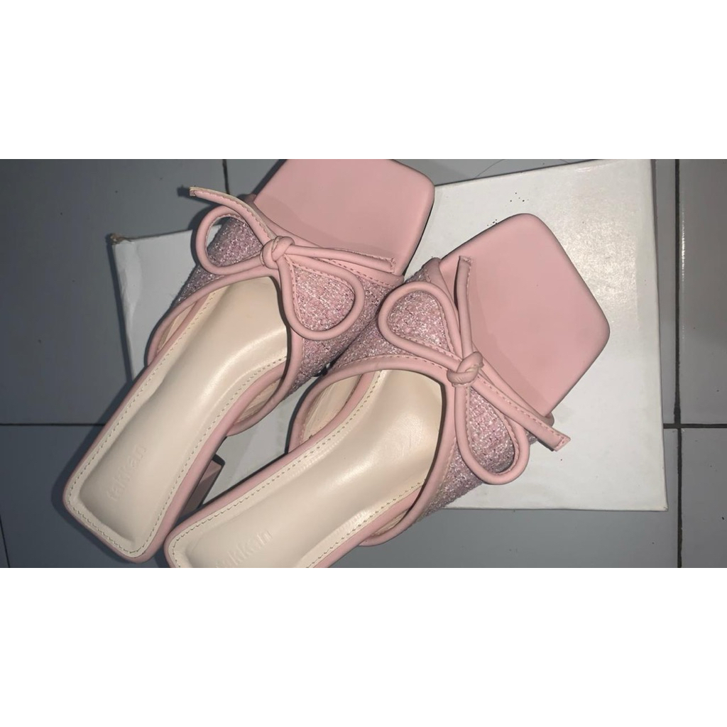 (preloved) takkan nata heels bow pink
