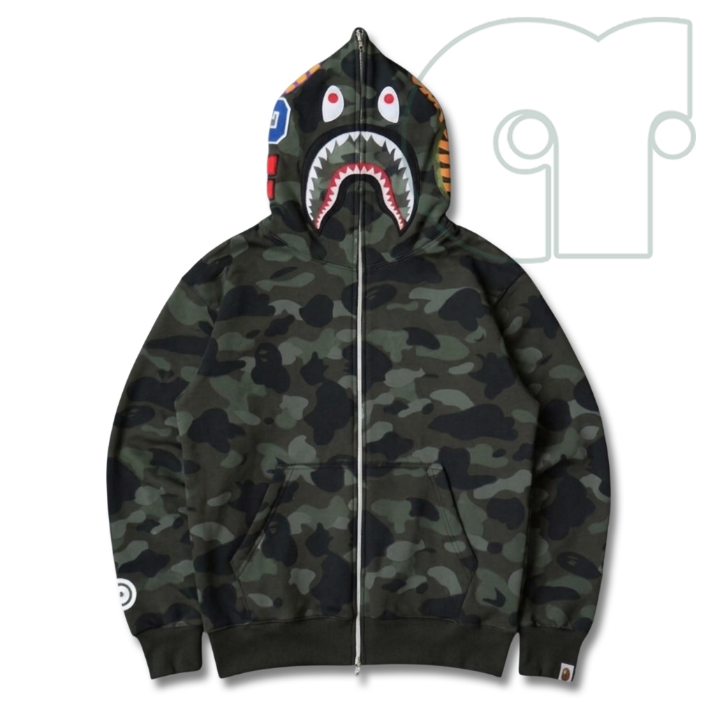 Jacket Hoodie Bape Shark Unisex dengan Bahan Katun Tebal, Nyaman Dipakai