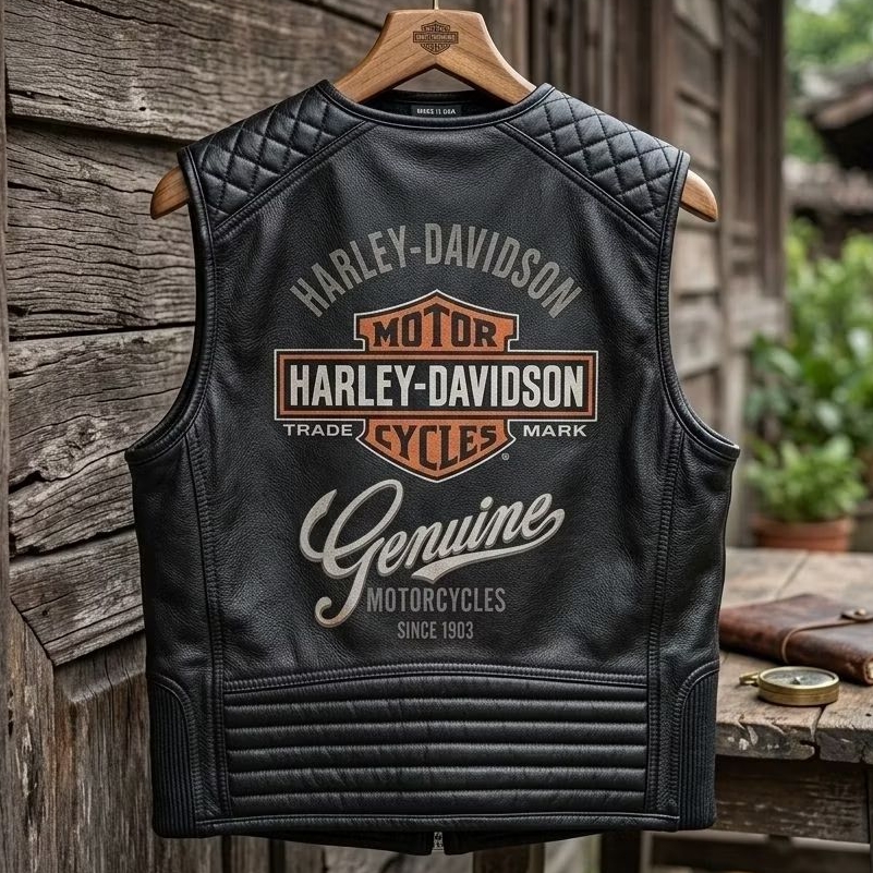 Rompi kulit asli Vest kulit sapi asli Import HARLEY DAVIDSON Pria moge HDCI hog MBI jaket touring ri
