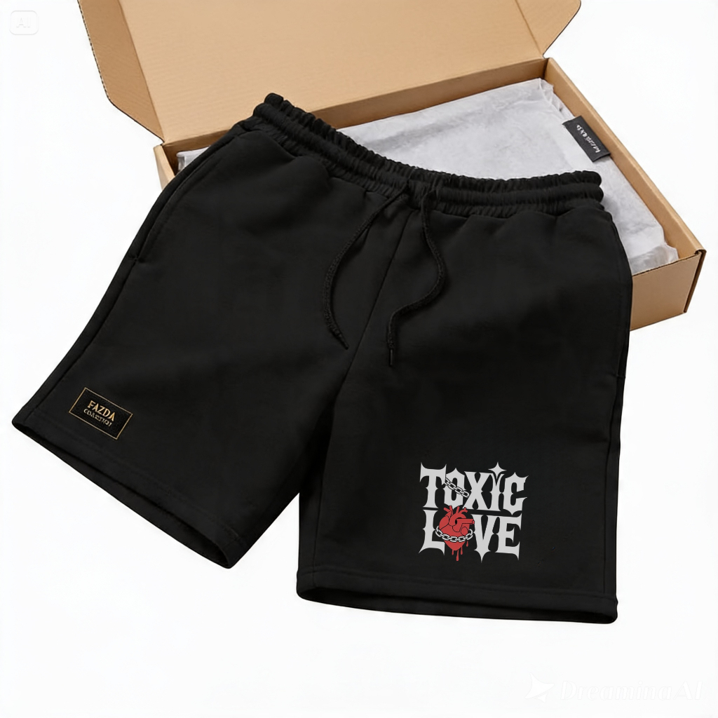 Boardshort Celana Pendek Unisex Fleece Motif TOXIC
