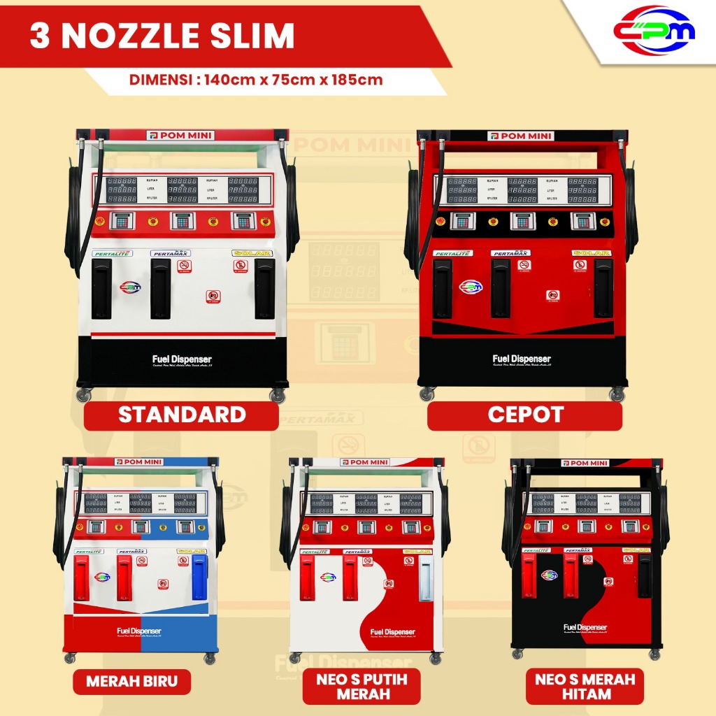 POM MINI - Pertamini Digital 3 Nozzle SLIM (210+(2x110) Liter)
