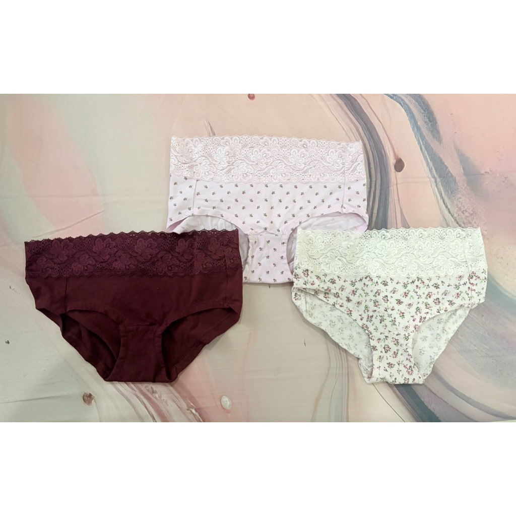 Floral lace underwear panties brief reguler not seamless gu uniqlo celana dalam