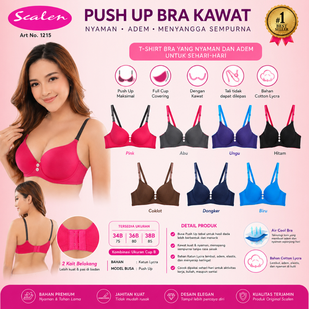 SCALEN | Size 34B - 38B | Push Up Bra Kawat SCALEN 1215