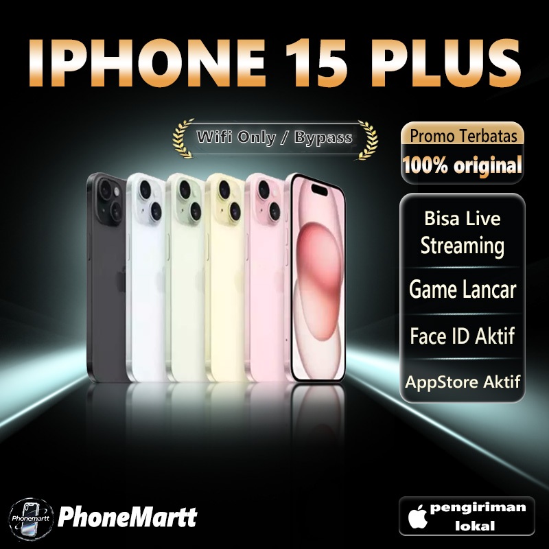 SPayLater IPHONE 15 Plus ONLY WIFI 128GB/256GB SECOND FULLSET Second HandPhone Garansi 1 Bulan