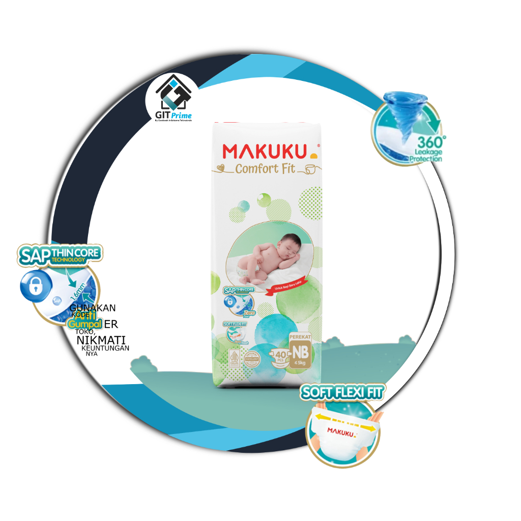 Makuku Popok Premium SAP Diapers Dry Care Comfort FIT NB-s NB S