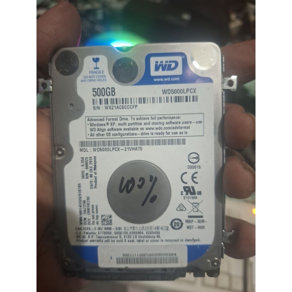 Hardisk Laptop 500GB sentinel 100% bekas Normal