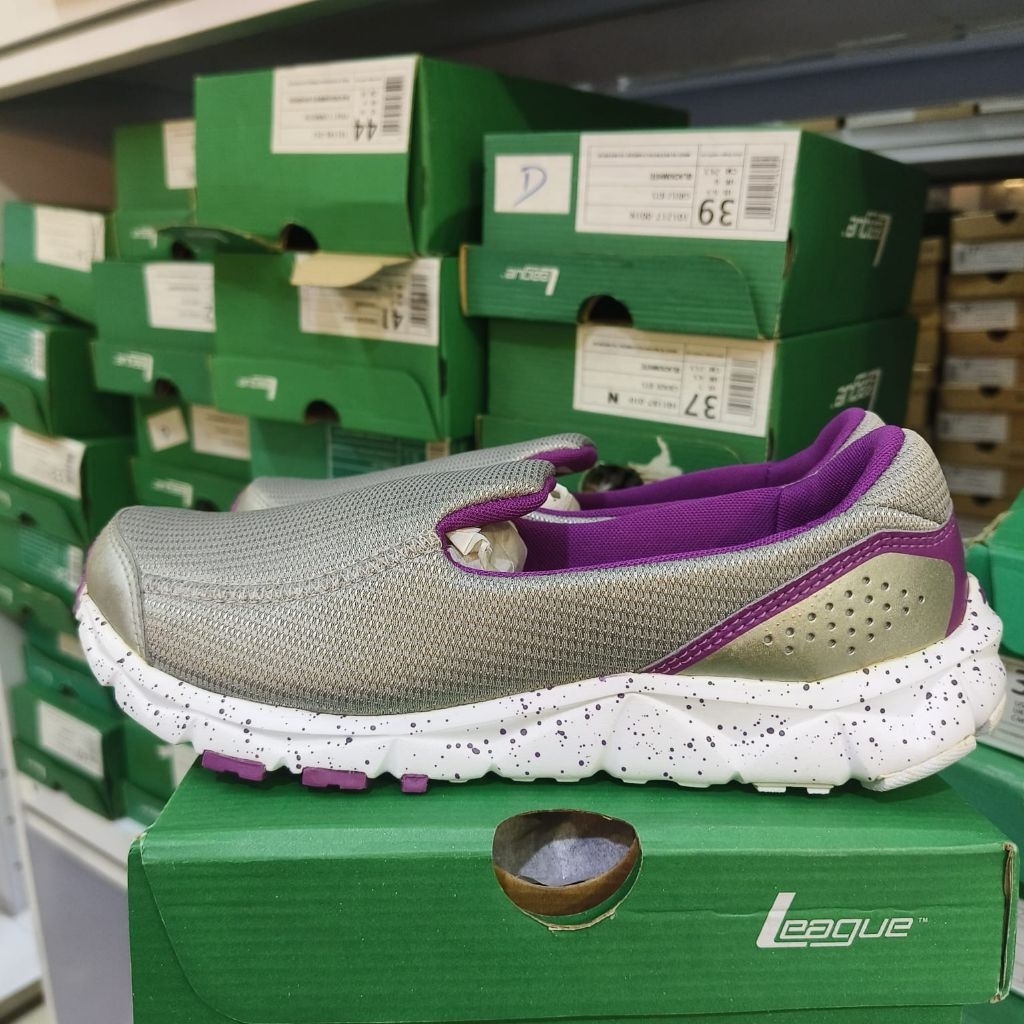 Sepatu League Luna Gray Slip On Wanita Sneakers Cewe Lifestyle Original