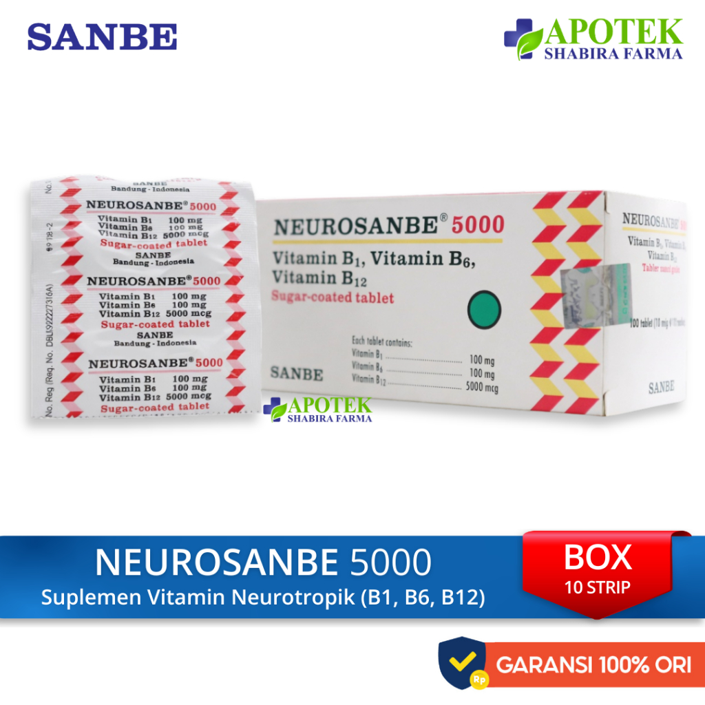 Neurosanbe 5000 Box 100 Tablet - Vitamin B1 B12