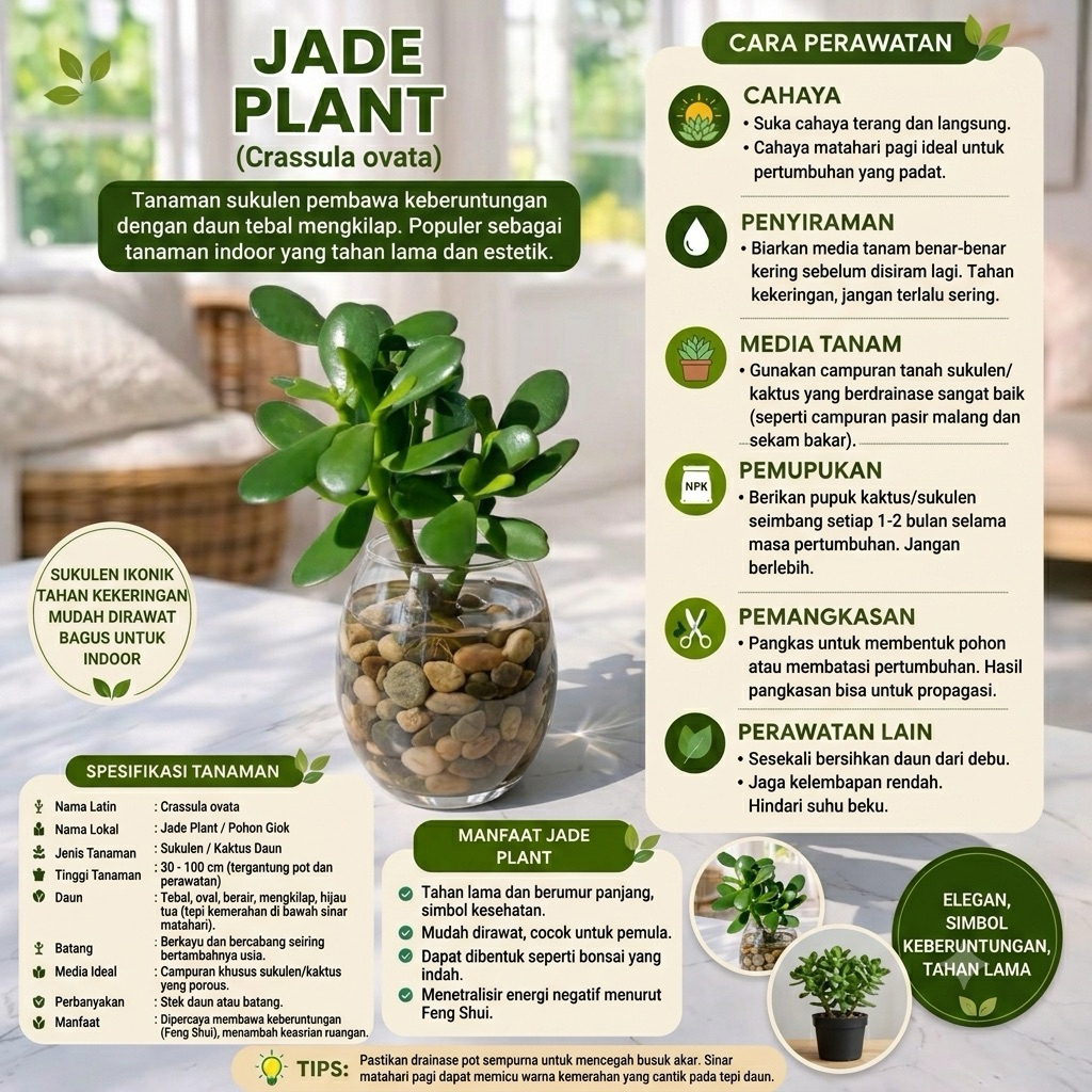 Tanaman Hias Sukulen Jade Plant / Jade Plant varigata (Tanaman Giok) - Crassula Ovata Indoor Outdoor