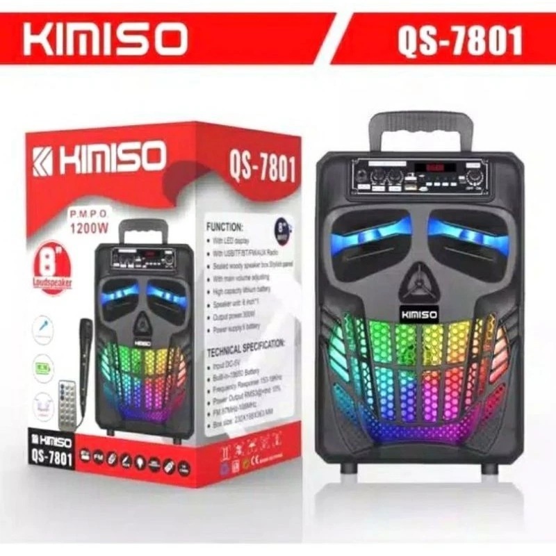 SPEAKER BLUETOOTH PORTABLE KARAOKE 8'8 INCH KIMISO 7801 BONUS MIC KARAOKE SUPER BASS //SPEAKER KIMIS