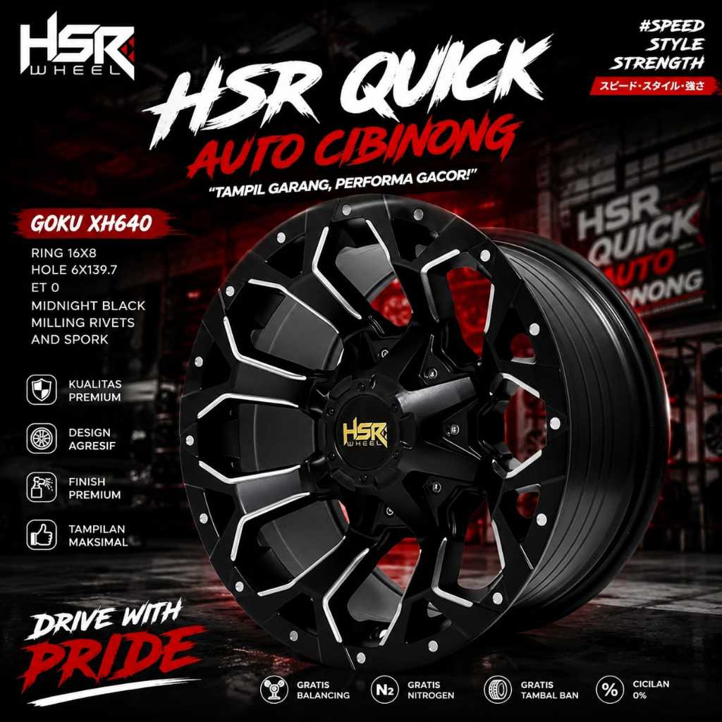 Velg Mobil Offroad Ring 16 Lubang 6 Untuk Everest Strada Harthop Fortuner Dll-HSR GOKU