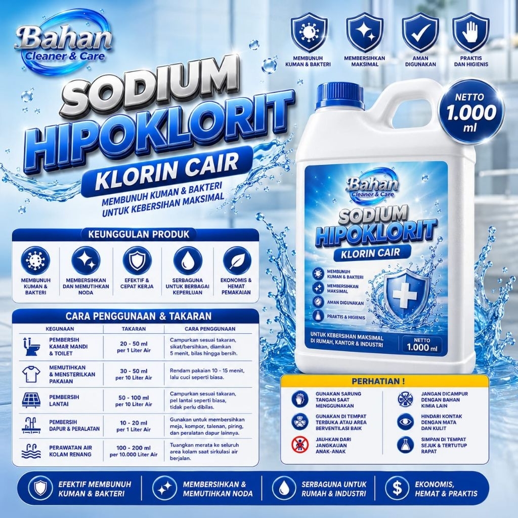 (Non cod JNE) Klorin Cair Premium Berkualitas | Penjernih & Disinfektan Air