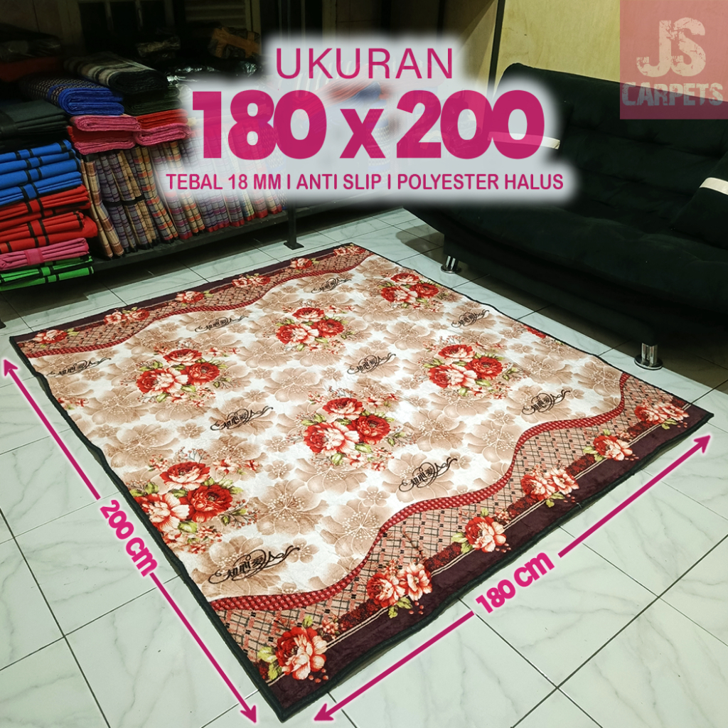 [JS] 180x200 Karpet Lantai Jumbo Polyester Malaysia | Anti Slip | Bulu Halus | Tebal | Anti Kempes