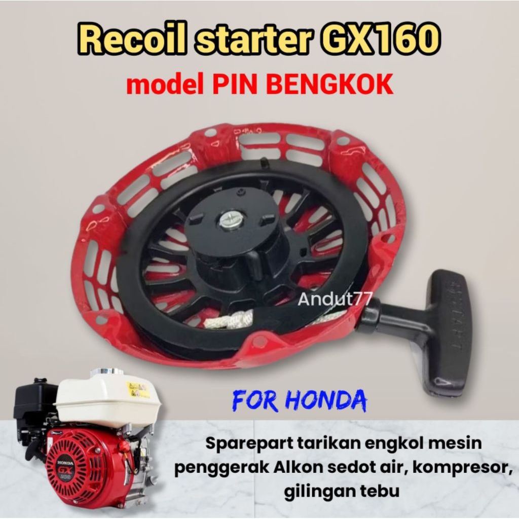Recoil starter GX160 pin bengkok tarikan engkol diesel Alkon kompresor gilingan