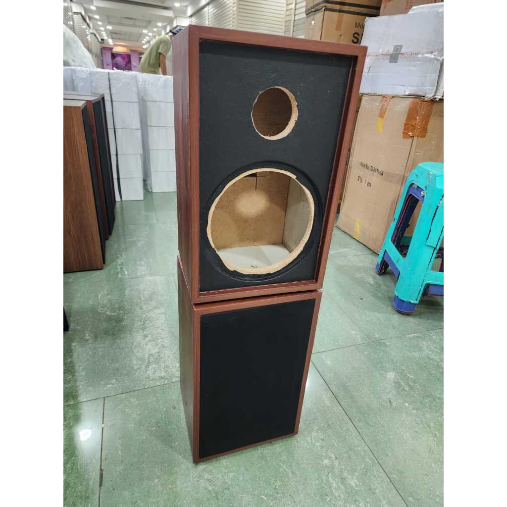 (JUAL 2 BUAH) box speaker 8 inch - SINGLE - untuk dalam Ruangan 2 way finishing hard pvc coklat - 25*21*40