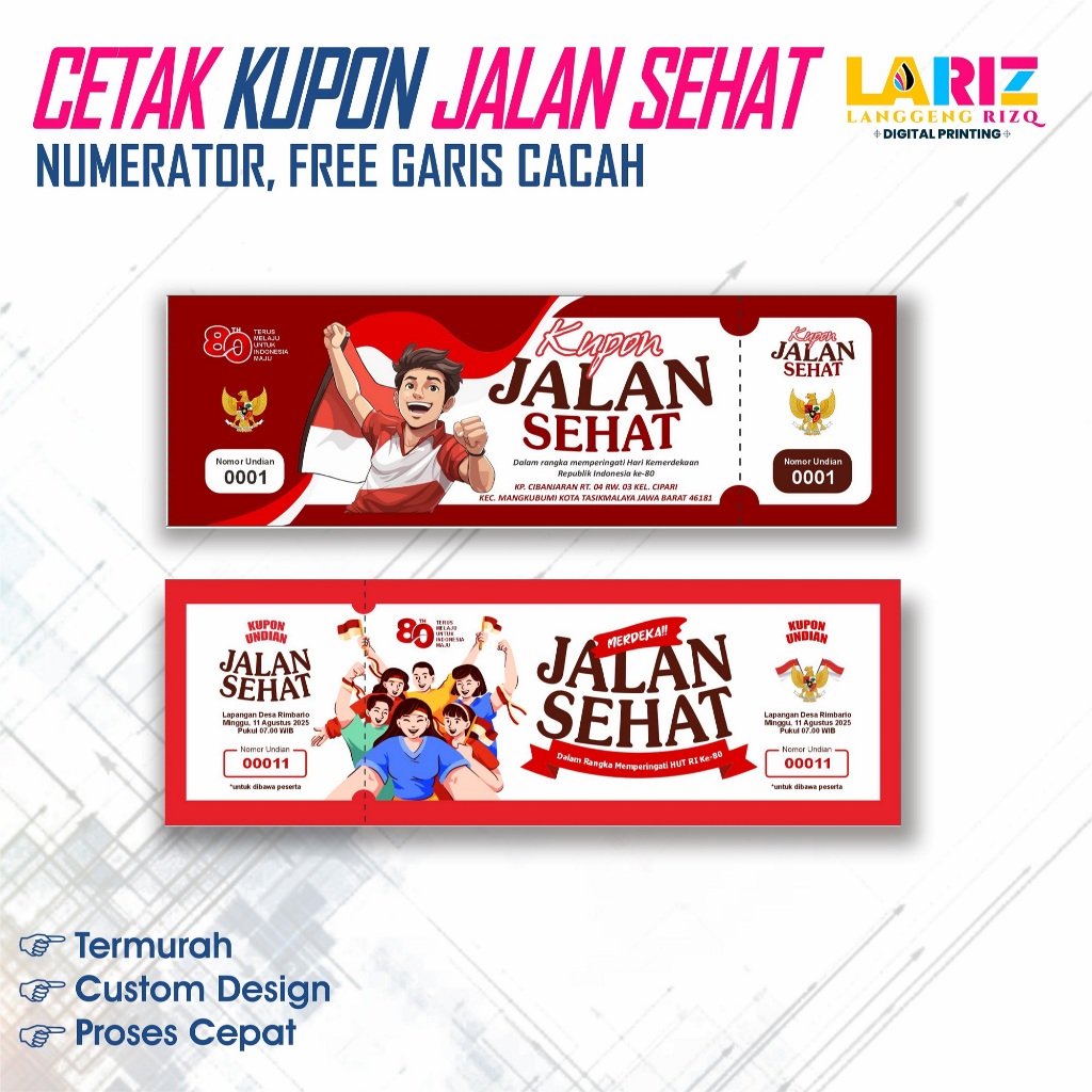 KUPON JALAN SEHAT 17 AGUSTUS 1500 LEMBAR/PCS FREE DESIGN