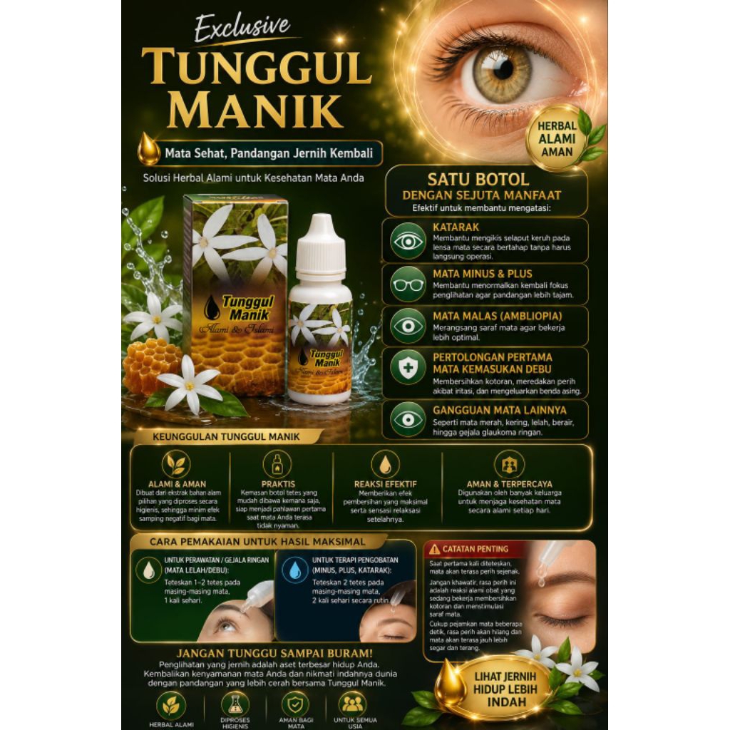 Tunggul manik tetes mata herbal alami | perawatan mata harian