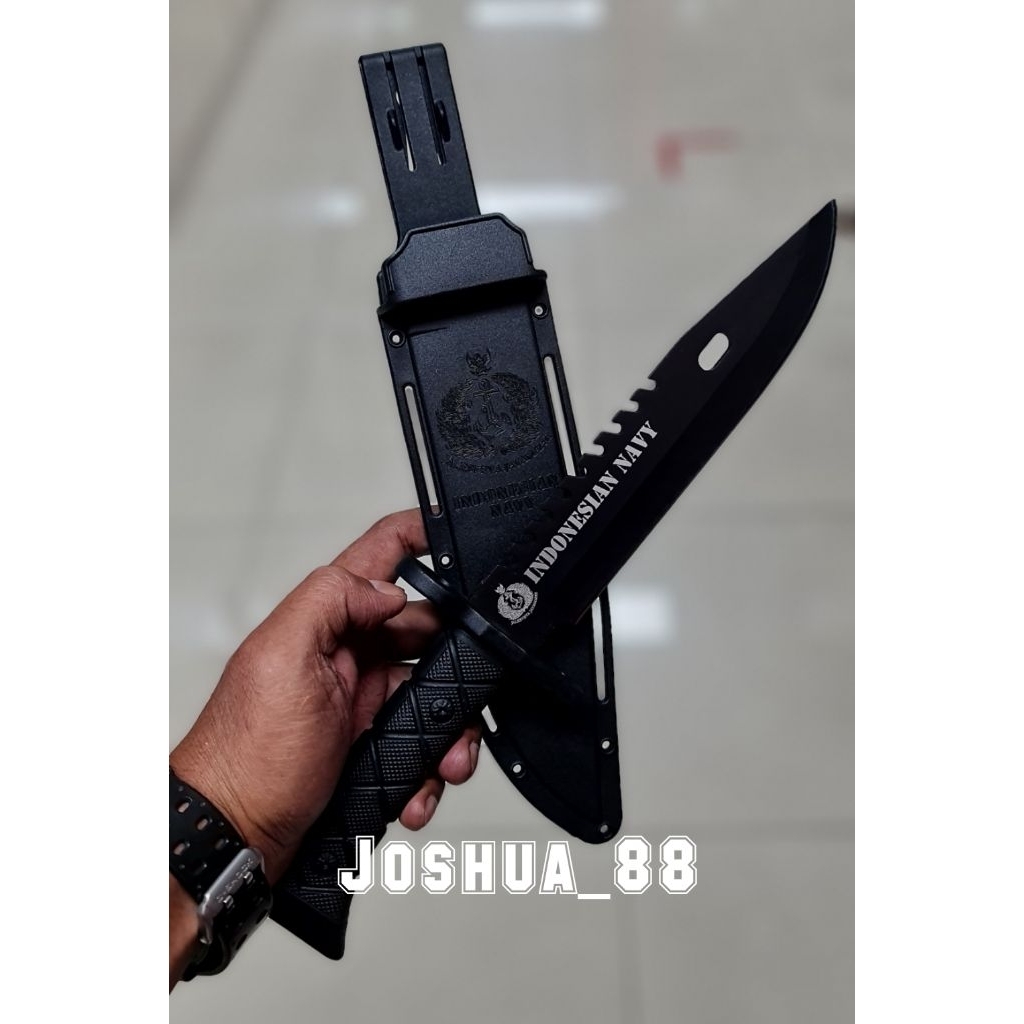 Pisau Tactical Military Custom Ukir Indonesian Navy TNI AL Bisa Ukir Nama Logo Sendiri