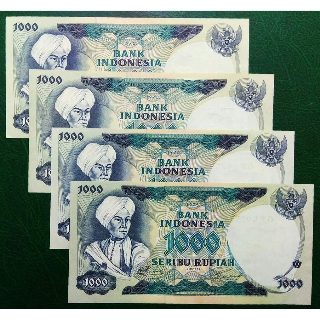 Uang Kuno 1000 Rupiah Diponegoro 1975 UNC/GRESS/BARU