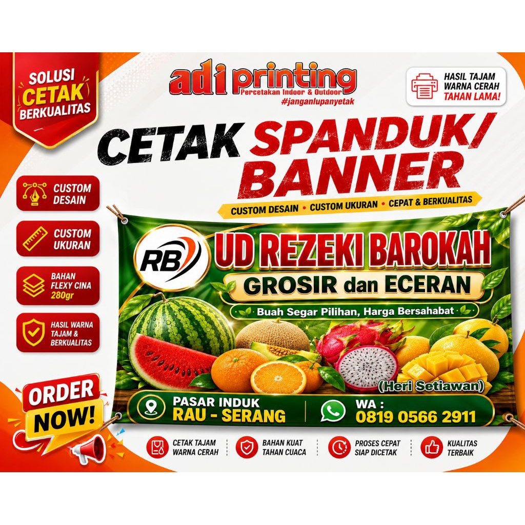 Cetak spanduk/banner Toko Jual buah