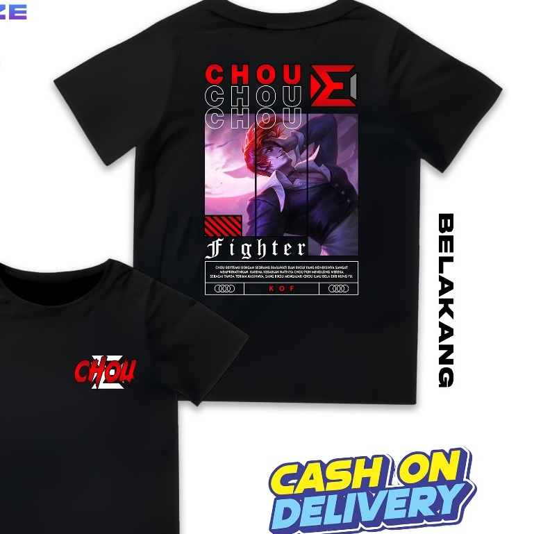 Kaos Hero Mobile Legend - Kaos Atasan Katun Sablon - Kaos Hero ML - Kaos Hero ML CHOU KOF - HERO FIG