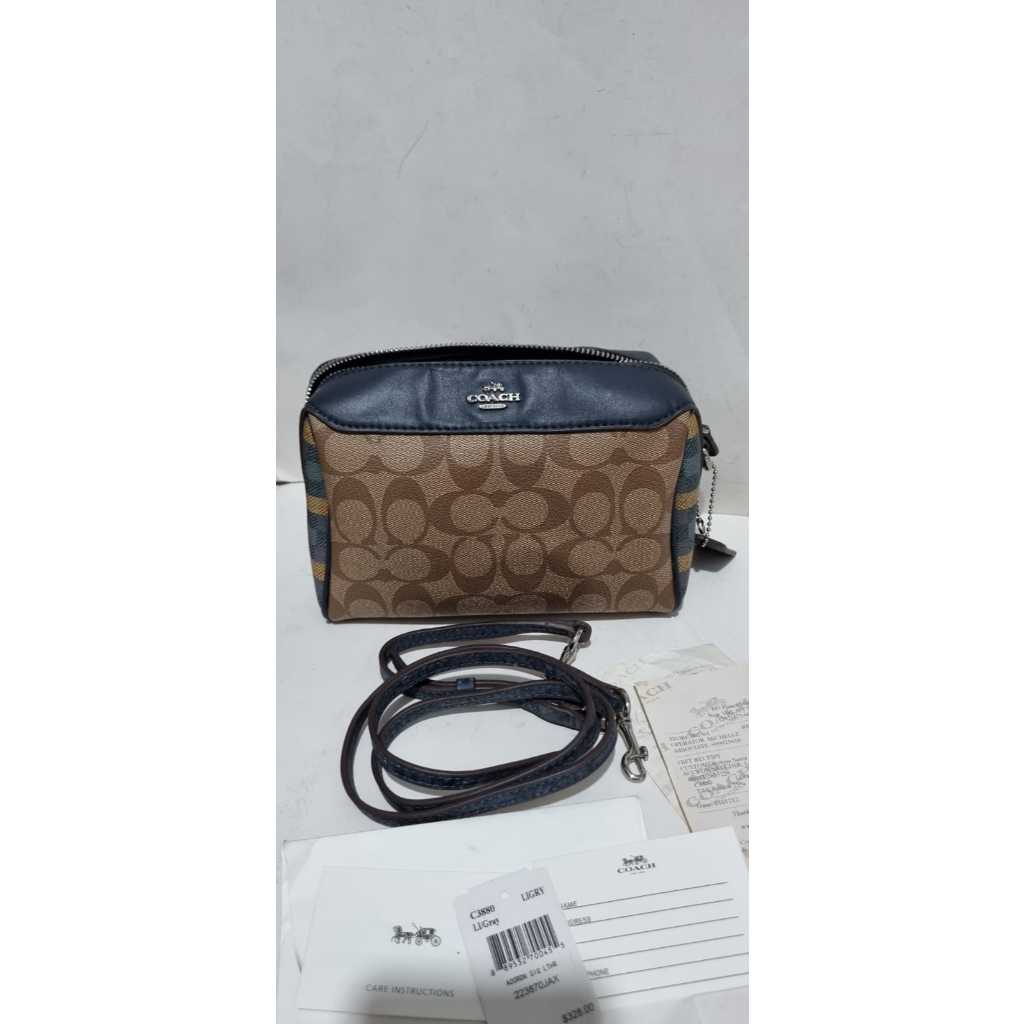 Coach Factory Outlet COACH FACTORY Tas Bahu Tas Selempang F76630 SVP4N Signature Khaki Beige + Navy