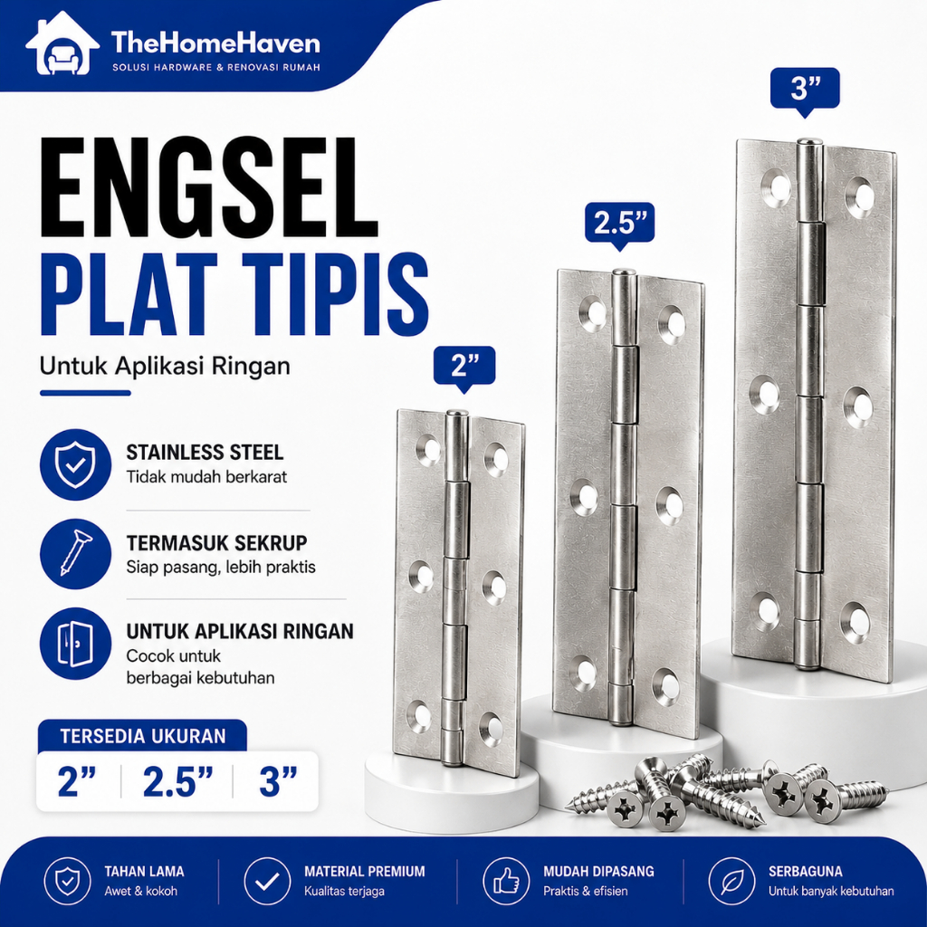 (Per SET ) Engsel Tipis STAINLESS 2" 2.5" 3" | Engsel Lemari Etalase Rak Box Kayu Pintu Kecil