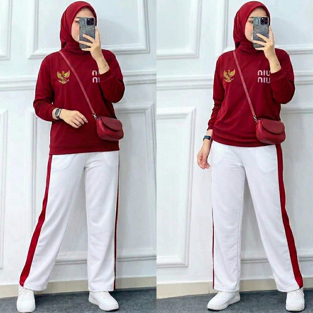 Setcelan Merdeka Indonesiaa 1Set Srgam Hut 81 Ri Swtelan Olahraga 17Agustusan Kaos Agustusan Ibuibu 