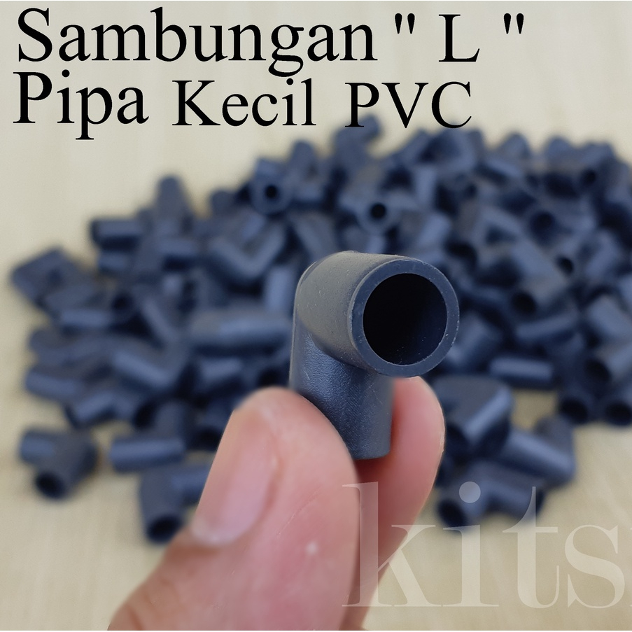 Sambungan Pipa PVC Hitam Kecil 8 MM Keni Kni "L" Aquarium Untuk Pipa 7/9