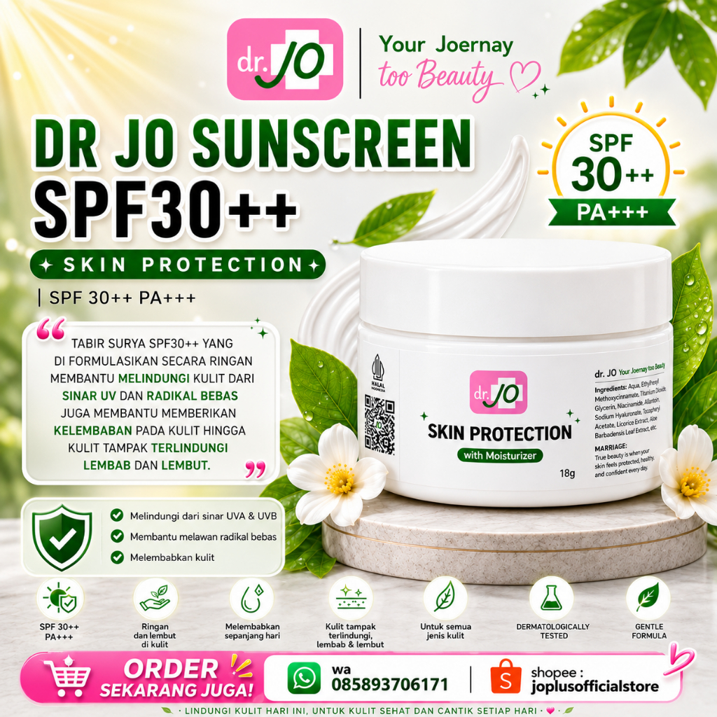 DR.JO SUNSCREEN SDP SPF30++ SKIN PROTECTION | SUNBLOCK SPF 30++ KLINIK DR.JO BPOM AMAN HALAL