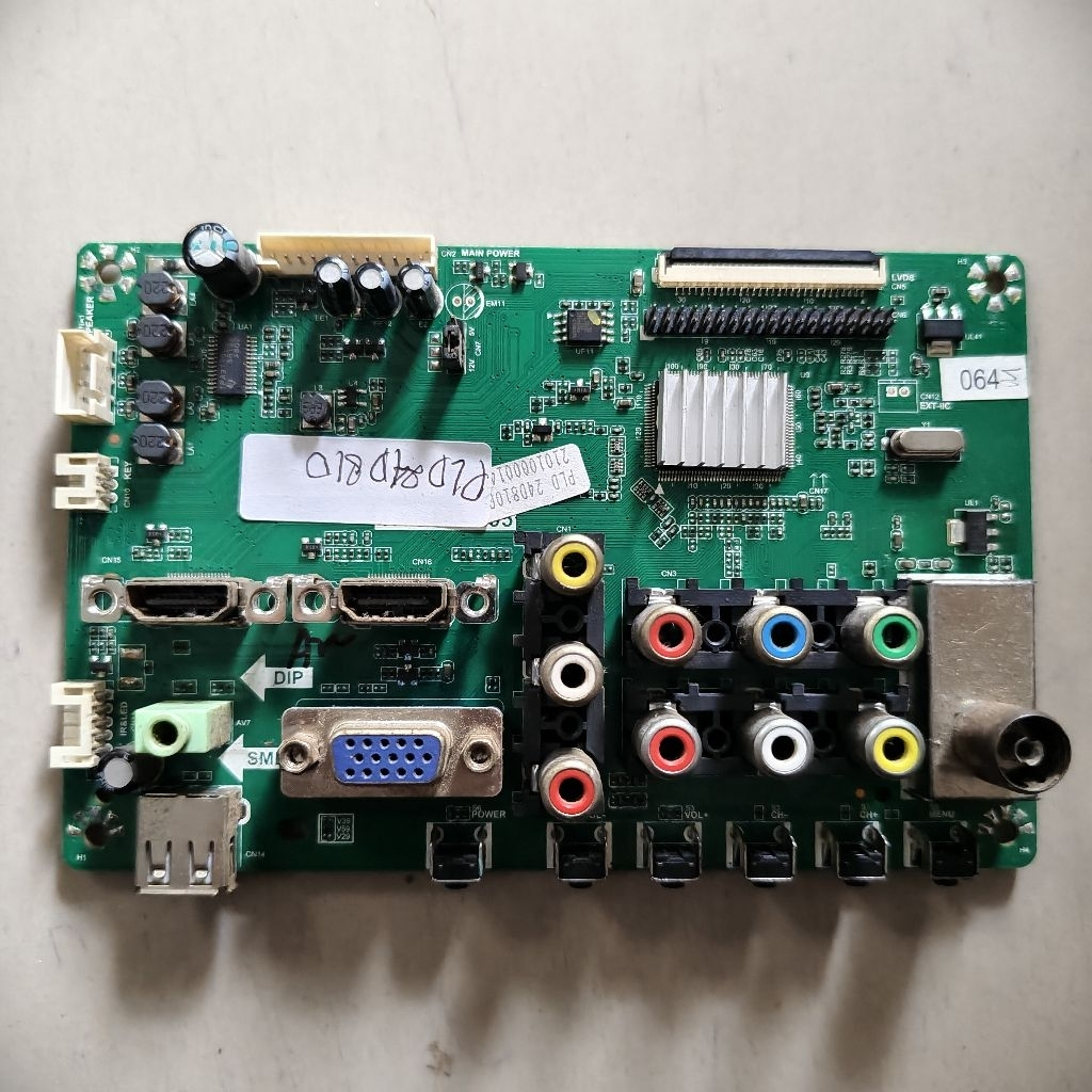 Mesin Motherboard TV LCD LED TV Polytron 24 inch tipe PLD24D810 cabutan Normal tested mulus no minus
