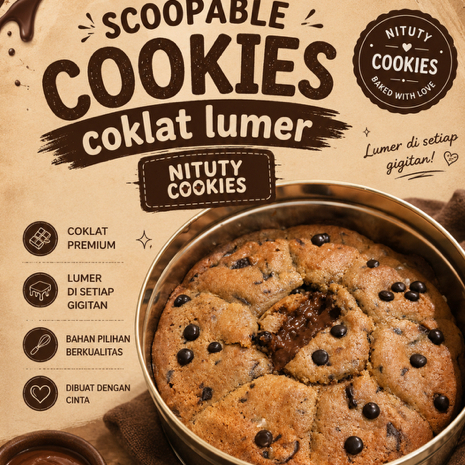 Nituty Cookies Scoopable Cookies Coklat Lumer Kemasan Kaleng