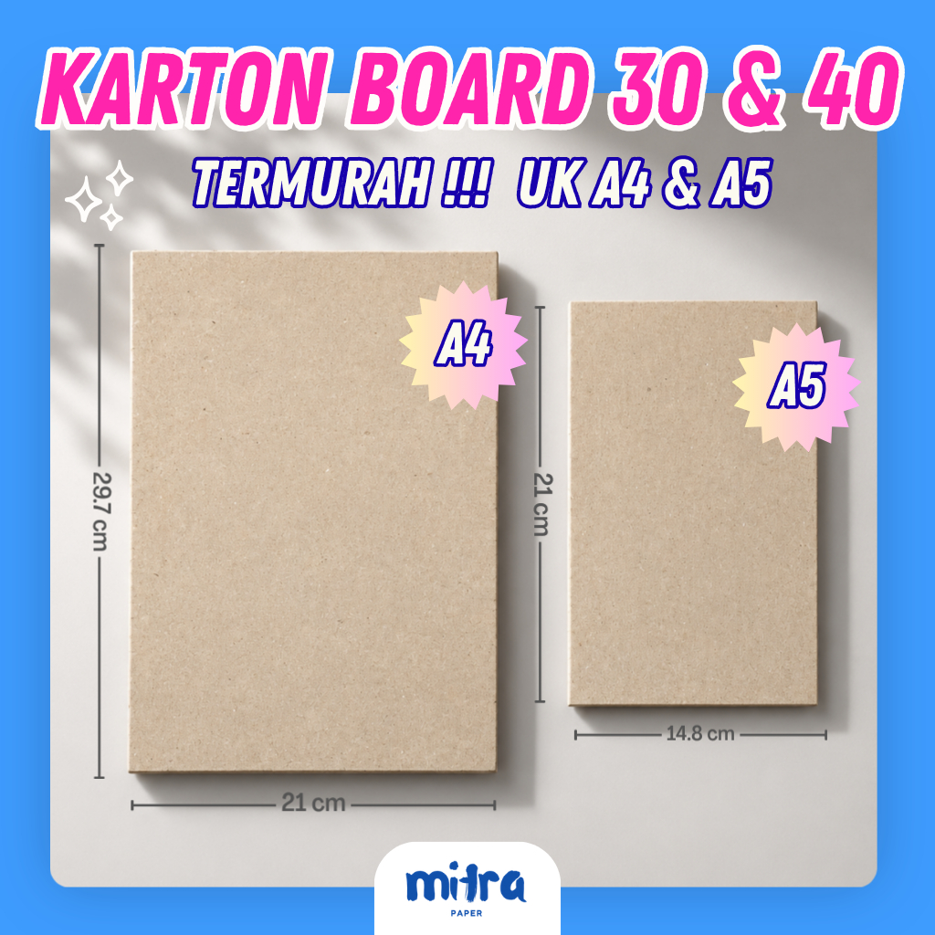Karton Board Tebal A4 A5 Yellow Board No 30 No 40 Bahan Box Kado Scrapbook Hard Cover Kerajinan Hard