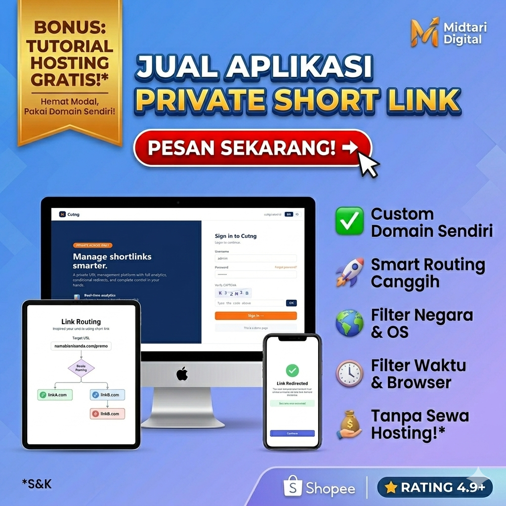 Aplikasi Shortlink Generator Pribadi - 1 link bisa banyak url sesuai target pengunjung