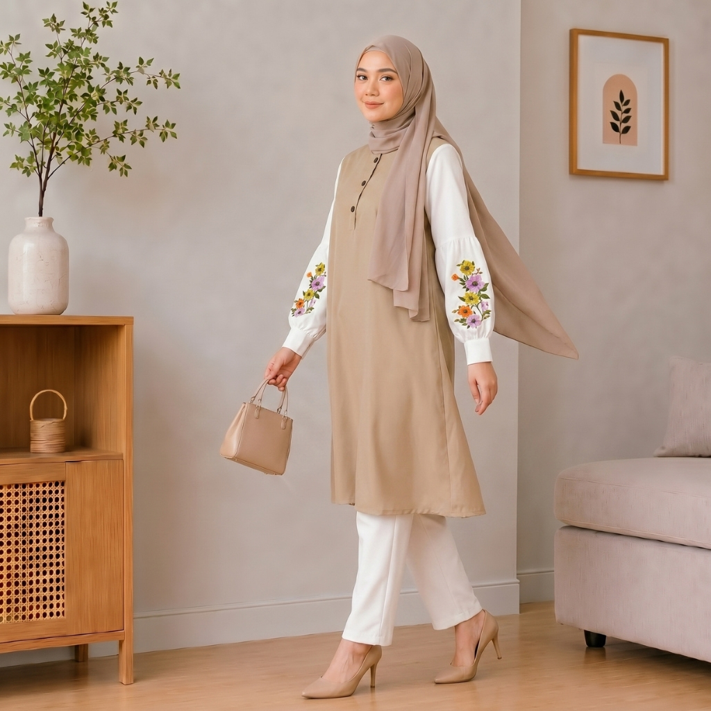 MARTHA KIMIKA TUNIK MIX BORDIR TANGAN ASLI TUNIK BUSUI ATASAN MUSLIM ATASAN TUNIK BAJU TUNIK KEKINIA