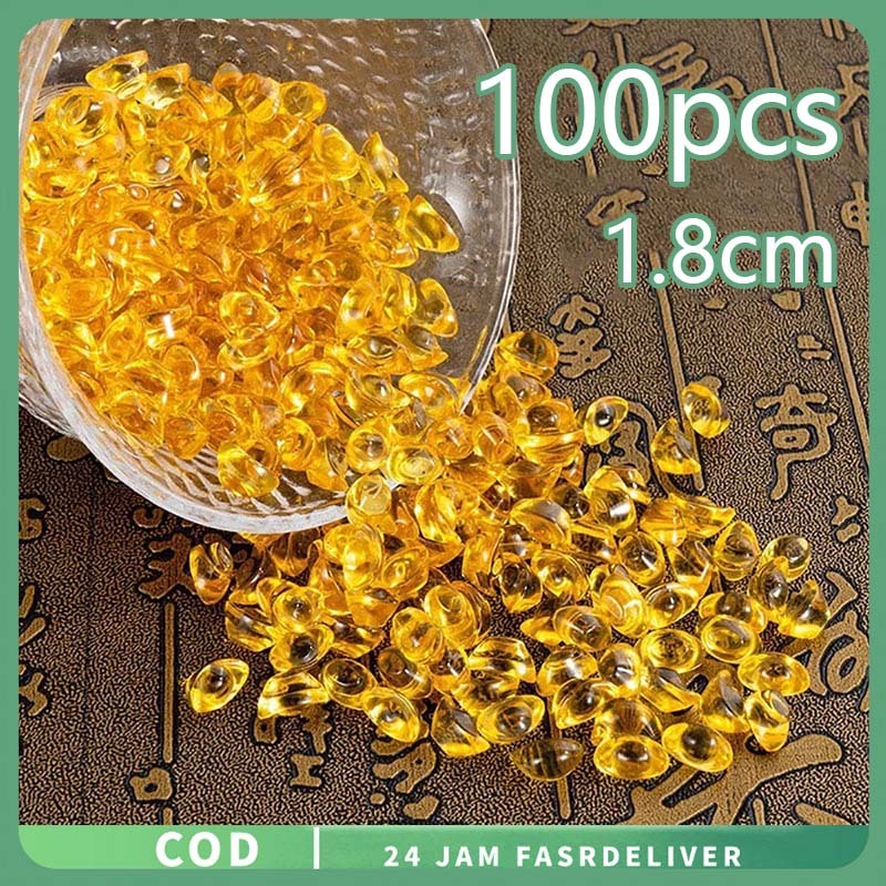 100pcs Yuan Bao Crystal Ornamen Kerajinan Yuan Bao Kristal Dekorasi Baskom Harta Karun Mini Yuan Bao