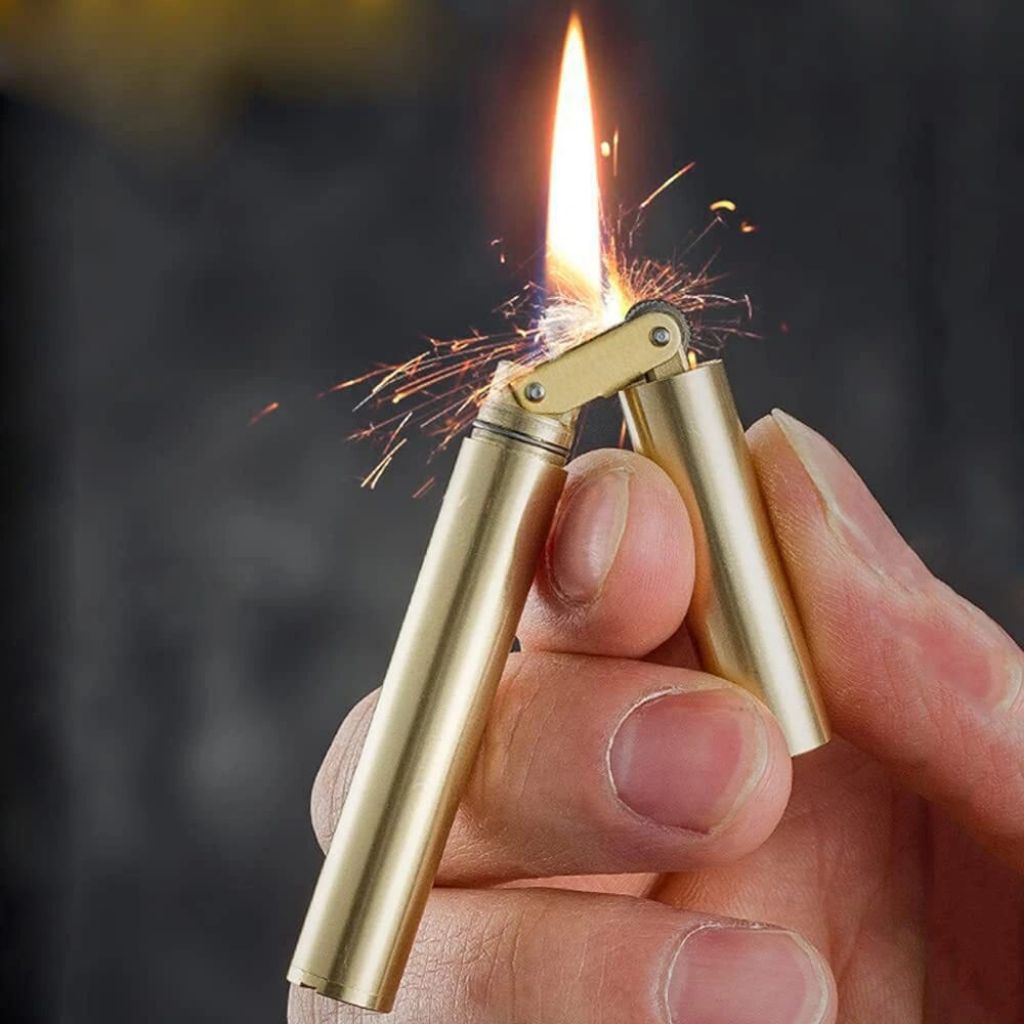 korek api sumbu minyak vintage original CHIEF copper oil nunchaku lighter slim mini || Anisa Lighter