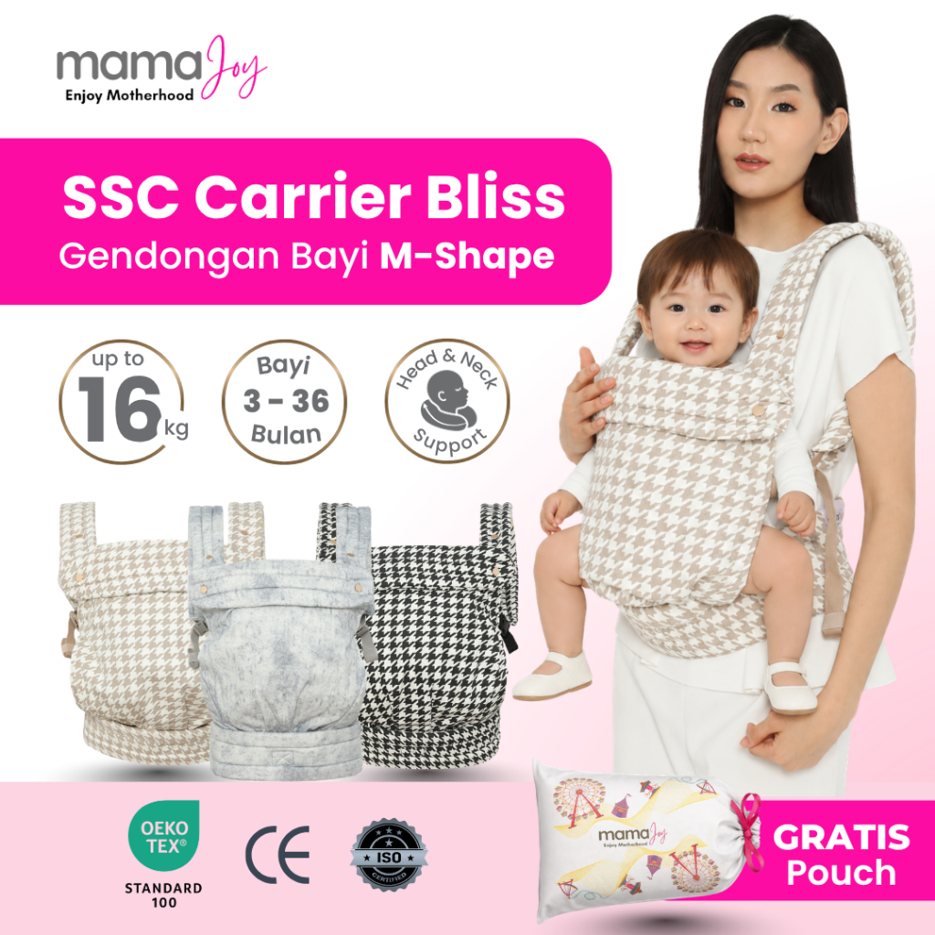 MamaJoy - Gendongan Bayi SSC Bliss Ergonomis Adjustable M-Shape Baby Carrier Newborn 3-24 Bulan 16kg