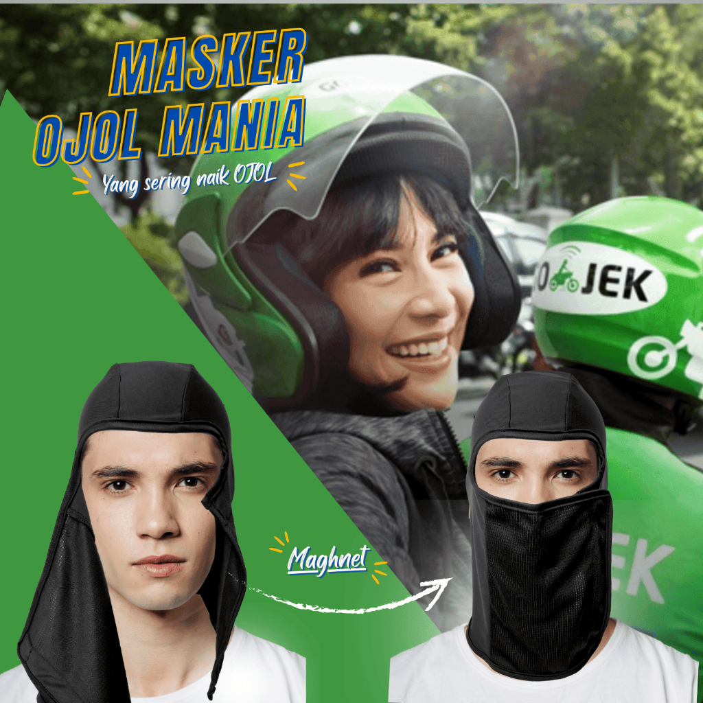 MAS JEK / Masker Ojek / Balaclava Ojol / Penutup Kepala Helm Motor Ojol Ojek / Pelindung Rambut / Pe