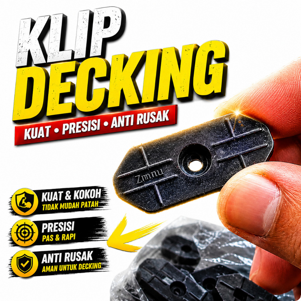 Klip H Decking Plastik Hitam – Aksesoris Pemasangan Decking Kayu dan WPC