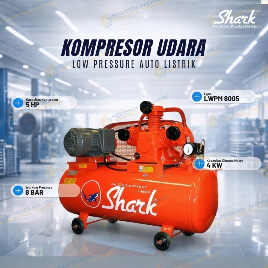 Kompresor Listrik 3 HP Shark Kompresor Udara 5 hp Auto 8 Bar