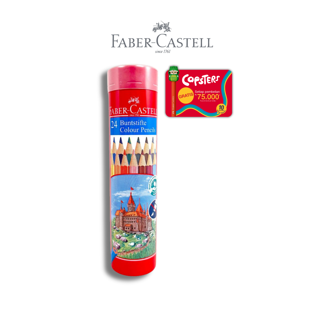 Faber-Castell Pensil Warna Set 12,24,36 Round Tin Kemasan Tabung - Gambar 2