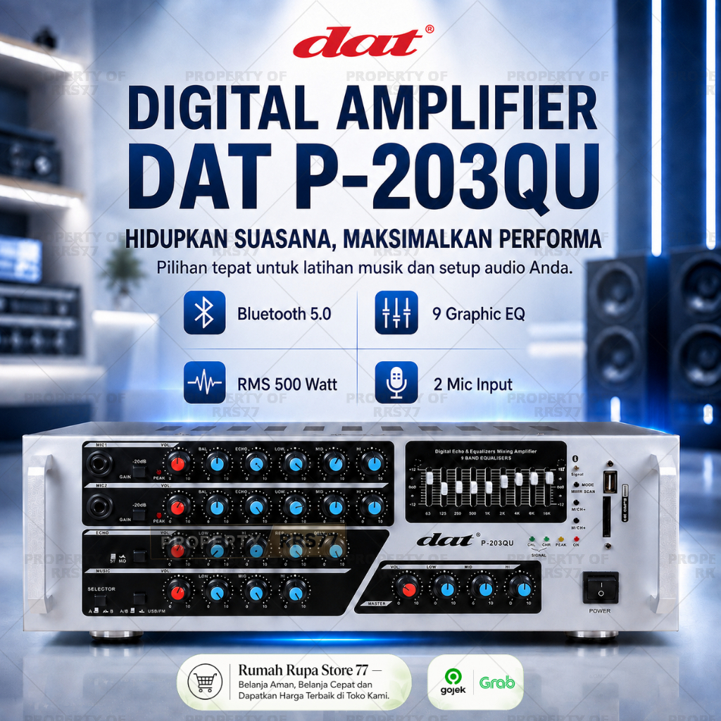 Amplifier bluetooth Dat  P 203QU ampli mixing home karaoke 600Watt