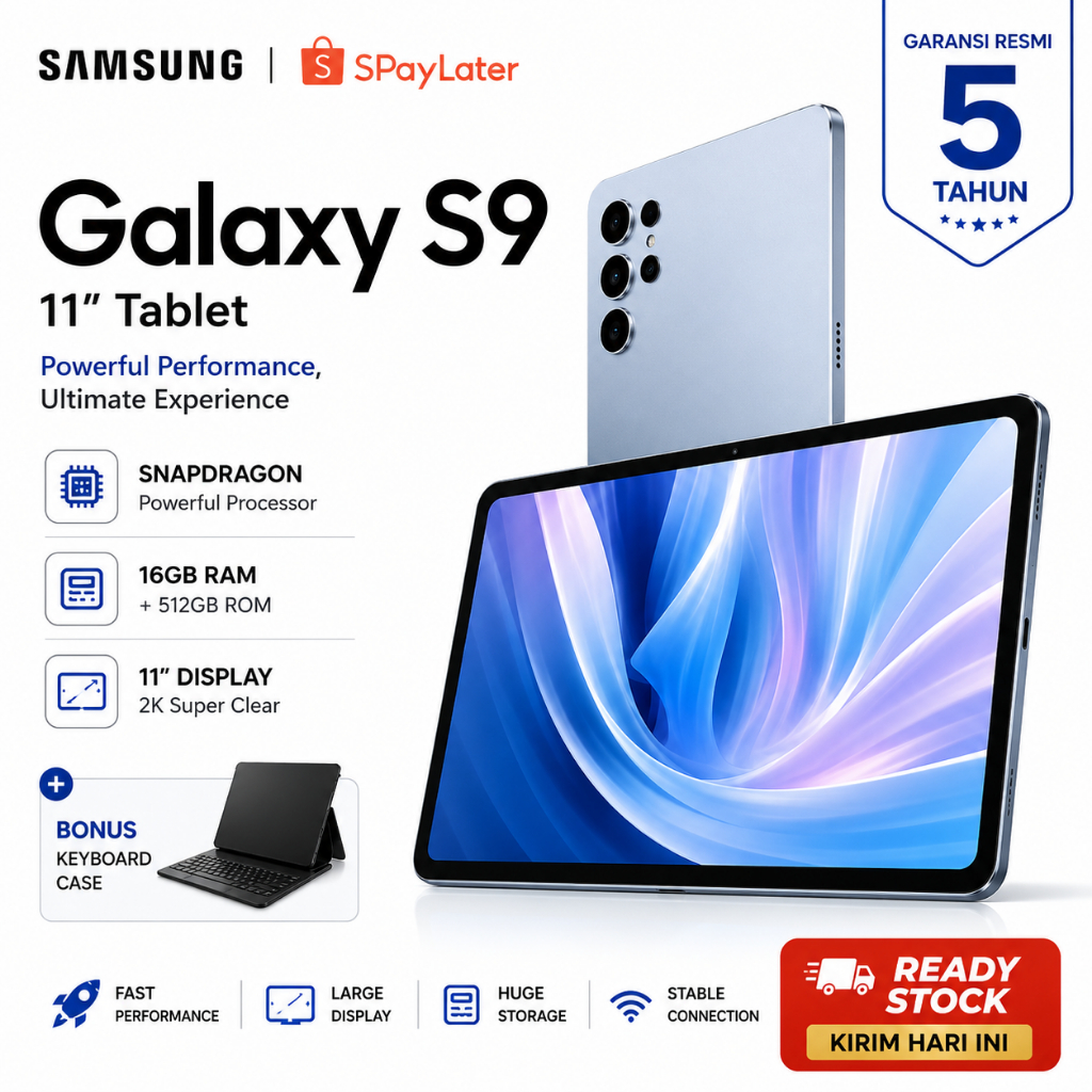 Samsung Galaxy S9 Tab | 16GB + 512GB | Snapdragon Chipset | Bonus Keyboard Case | Garansi 5 Tahun